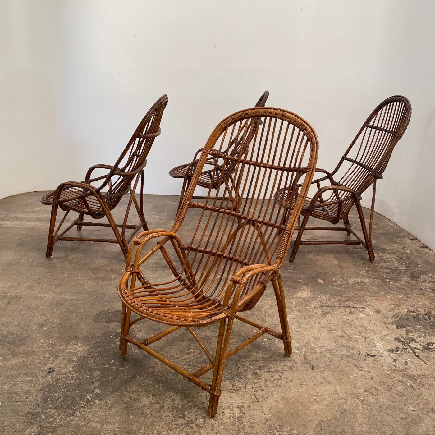 4 vintage rattan armchairs Objet Vagabond